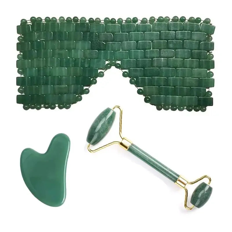 Kit Premium de Jade - Máscara Refrescante, Rolo Facial e Gua Sha