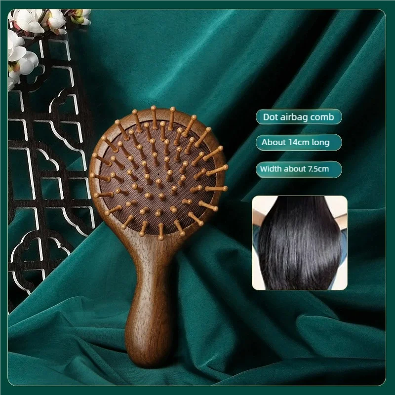 Pente Massageador de Sândalo com Almofada de Ar - Massagem Craniana