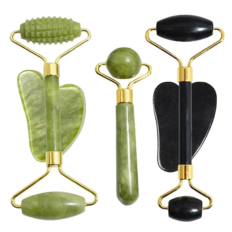 Rolo de Jade e Gua Sha Natural - Massagem Facial e Corporal