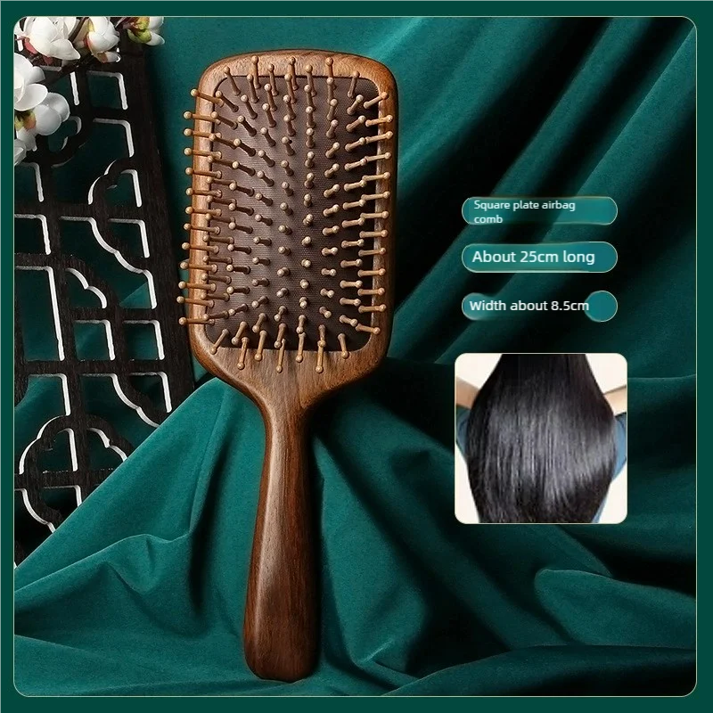 Pente Massageador de Sândalo com Almofada de Ar - Massagem Craniana
