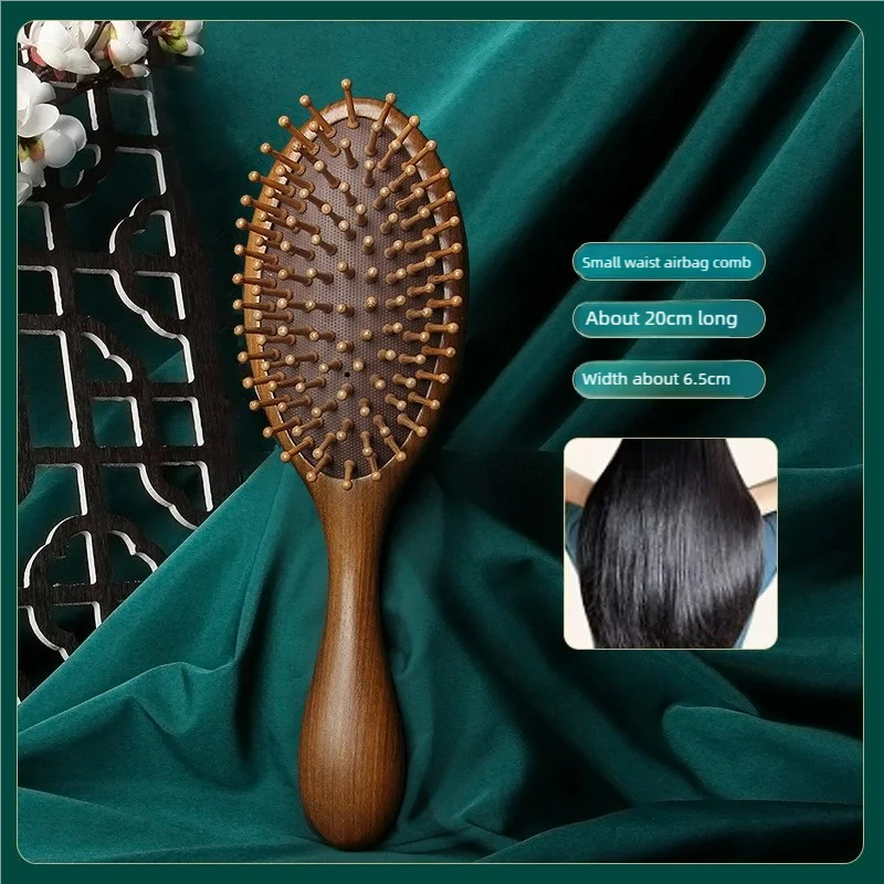 Pente Massageador de Sândalo com Almofada de Ar - Massagem Craniana