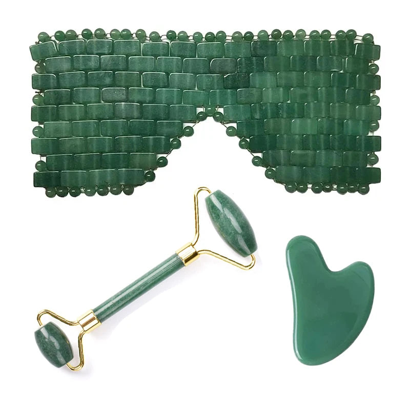 Kit Premium de Jade - Máscara Refrescante, Rolo Facial e Gua Sha