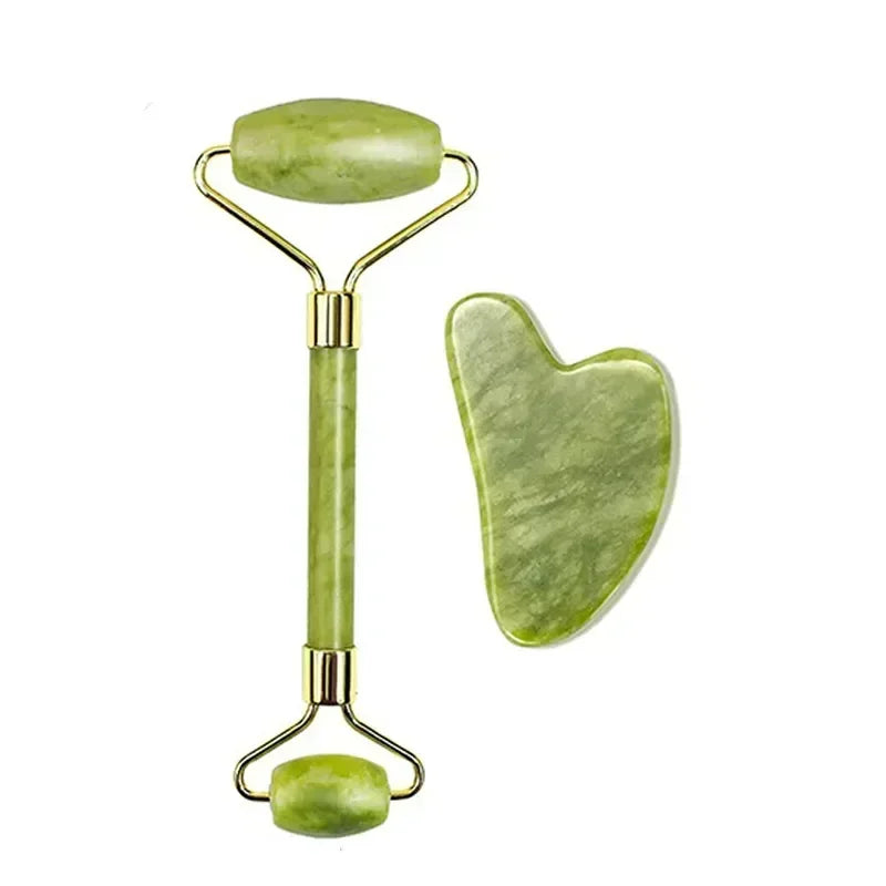 Rolo de Jade e Gua Sha Natural - Massagem Facial e Corporal