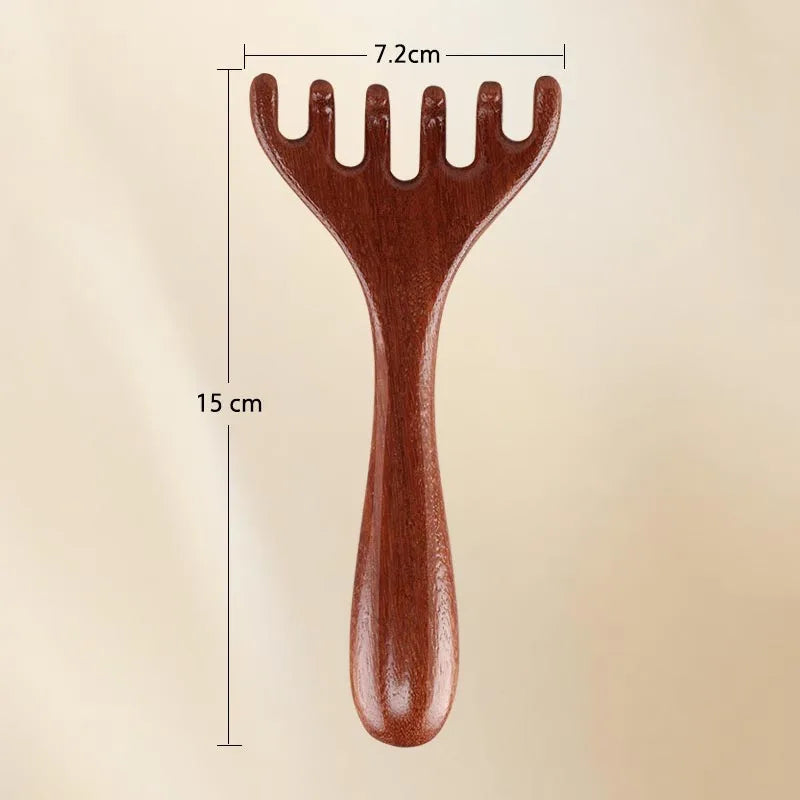 Pente Massageador Craniano de Madeira - Gua Sha e Relaxamento