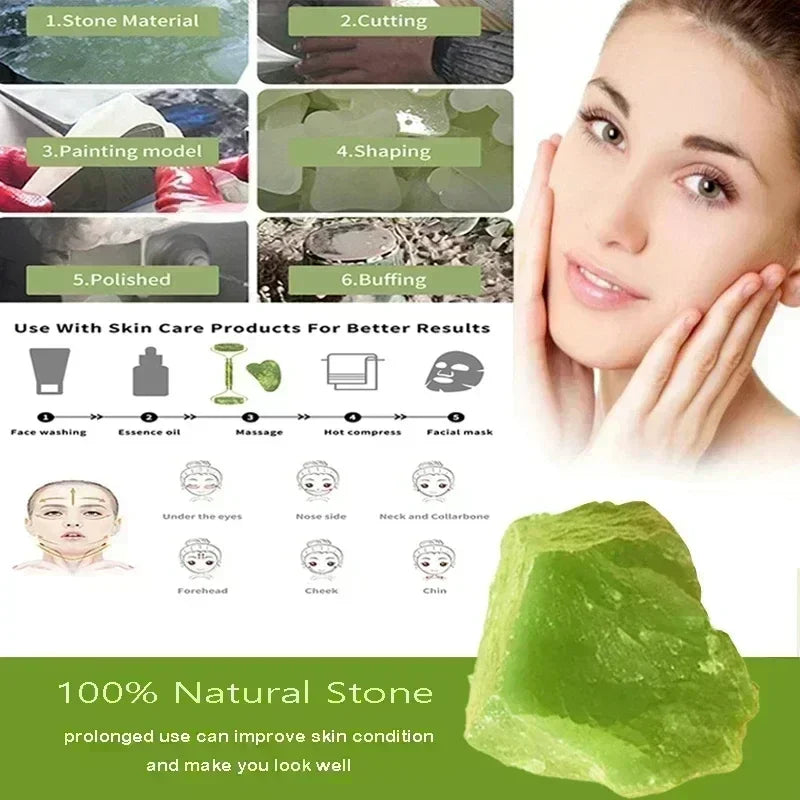 Rolo de Jade e Gua Sha Natural - Massagem Facial e Corporal