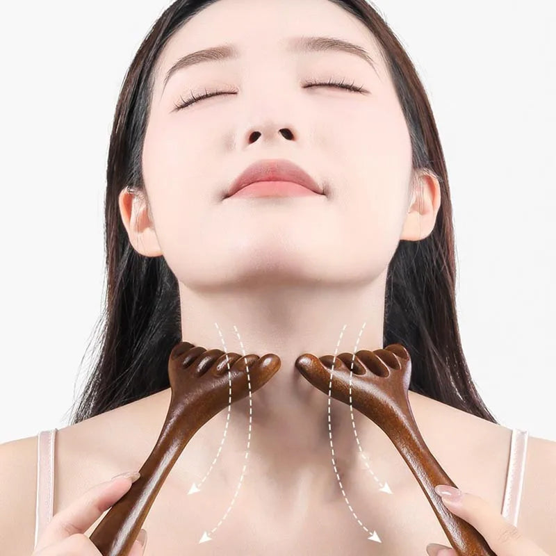Pente Massageador Craniano de Madeira - Gua Sha e Relaxamento
