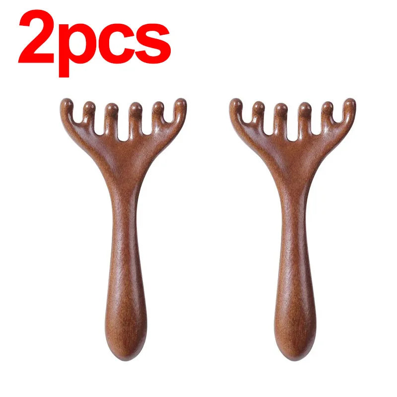 Pente Massageador Craniano de Madeira - Gua Sha e Relaxamento